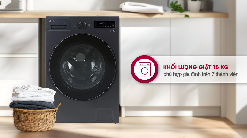 Máy giặt LG F2515SNTG 15kg khối lượng giặt lớn, phù hợp cho gia đình có đông thành viên