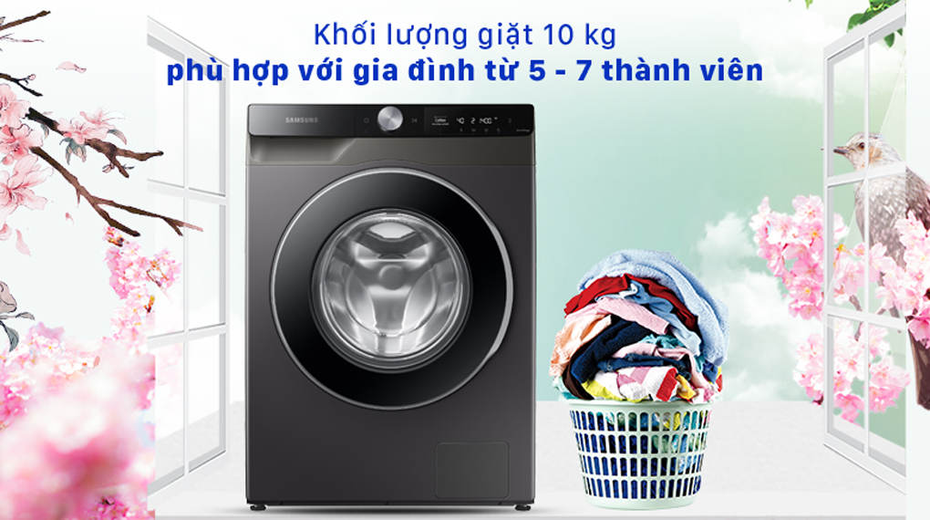  Máy giặt Samsung WW10T634DLX/SV 10kg khối lượng giặt lớn, đa dạng chương trình giặt