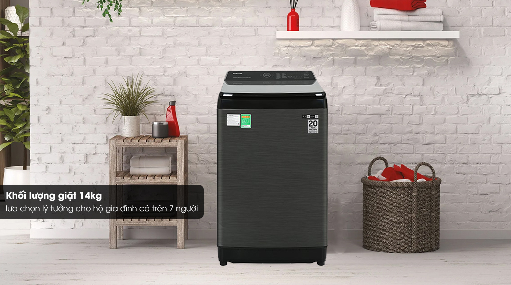 Máy giặt Samsung WA14CG5886BV/SV 14kg khối lượng giặt lớn, đáp ứng nhu cầu giặt giũ cho gia đình đông thành viên
