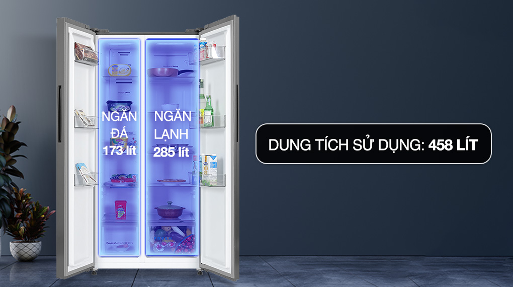 Tủ lạnh Casper 460 Lít RS-460PG dung tích lớn, không gian lưu trữ rộng rãi