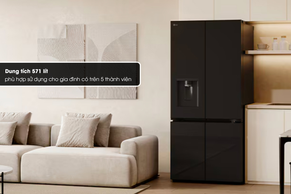 Tủ lạnh LG F58BGD dung tích lớn lên đến 571 lít, bảo quản lượng lớn thực phẩm