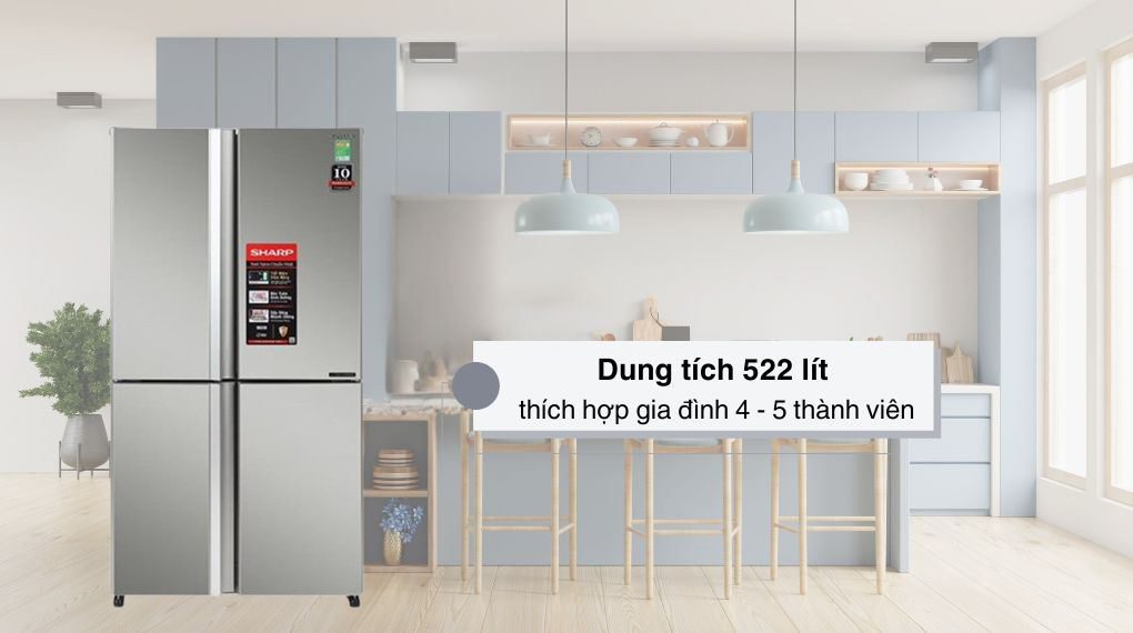 Tủ lạnh Sharp SJ-FX610V-SL Inverter thiết kế sang trọng, tăng thẩm mĩ cho không gian