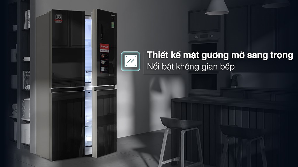 Tủ lạnh Sharp SJ-FXP480VG-BK 401 lít thiết kế sang trọng, tăng thẩm mĩ cho không gian