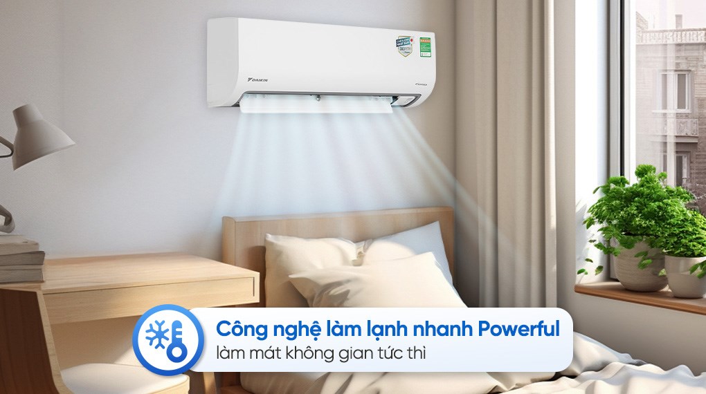 Điều hòa Daikin FTKM60AVMV 22000BTU làm lạnh nhanh chóng, đem đến không gian mát lạnh sảng khoái cho người dùng