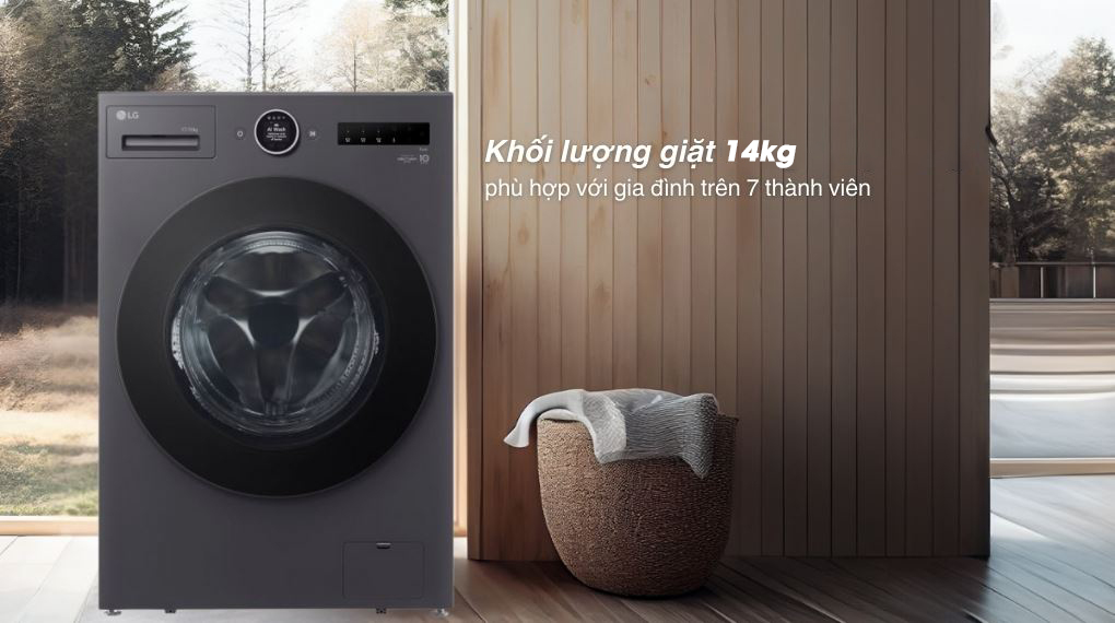 Máy giặt LG 14Kg FX1414S3KA khối lượng giặt lớn, đáp ứng nhu cầu giặt giũ cho gia đình đông người