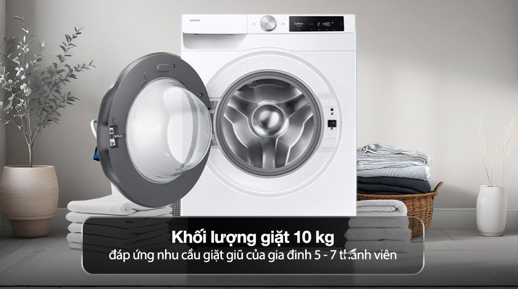 Máy giặt Samsung WW10DG6U34LESV 10kg khối lượng giặt lớn, đáp ứng nhu cầu giặt giũ cho gia đình đông người