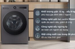 Máy giặt sấy LG F2515RNTG 15kg: Giải pháp giặt giũ toàn diện cho gia đình đông người