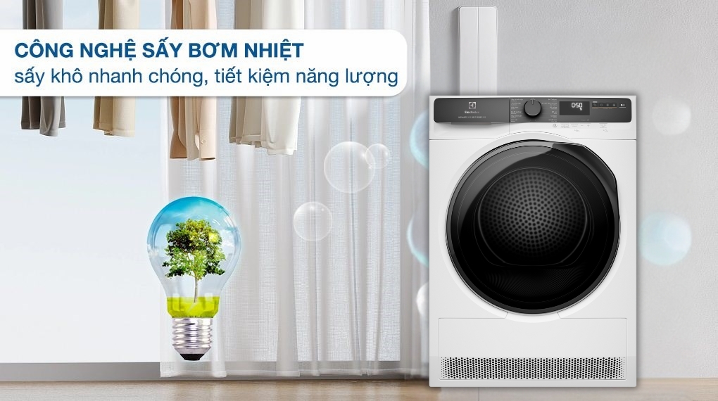 máy sấy Electrolux 8kg EDH803J5WC công nghệ sấy bơm nhiệt