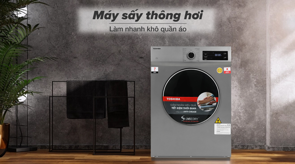 Máy sấy Toshiba TD-H80SEV(SK) 7kg sấy khô hiệu quả, bảo vệ quần áo 