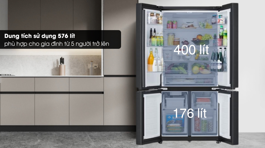 Tủ lạnh LG LFD58BLMAI 576 lít dung tích lớn, bảo quản lượng lớn thực phẩm