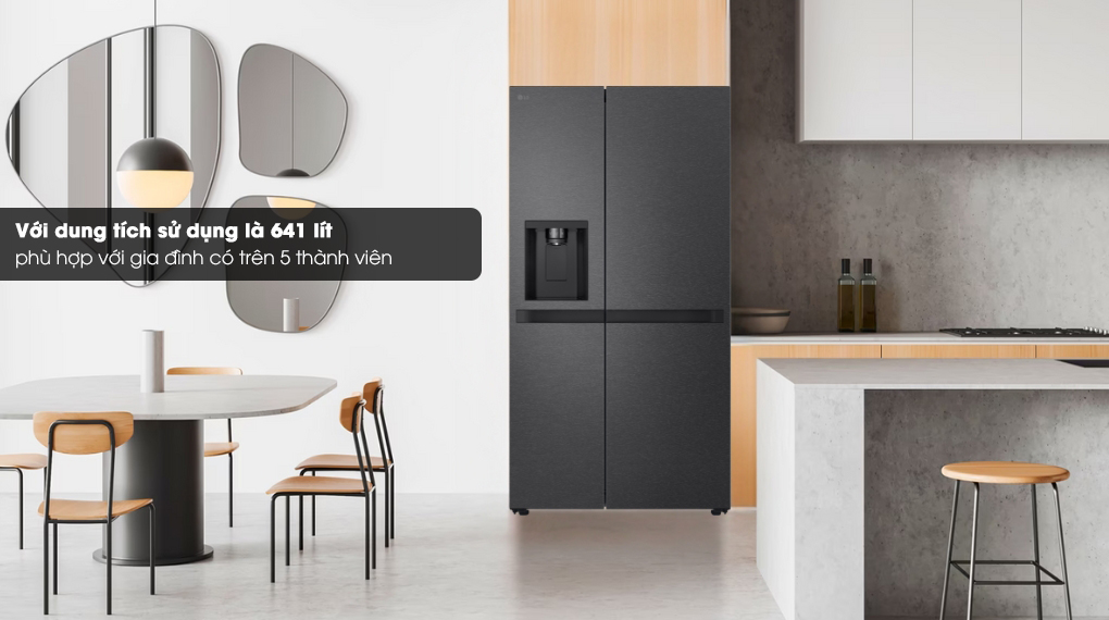 Tủ lạnh LG LSI63BLMA Inverter 641 lít dung tích lớn, thoải mái lưu trữ thực phẩm cho gia đình đông người