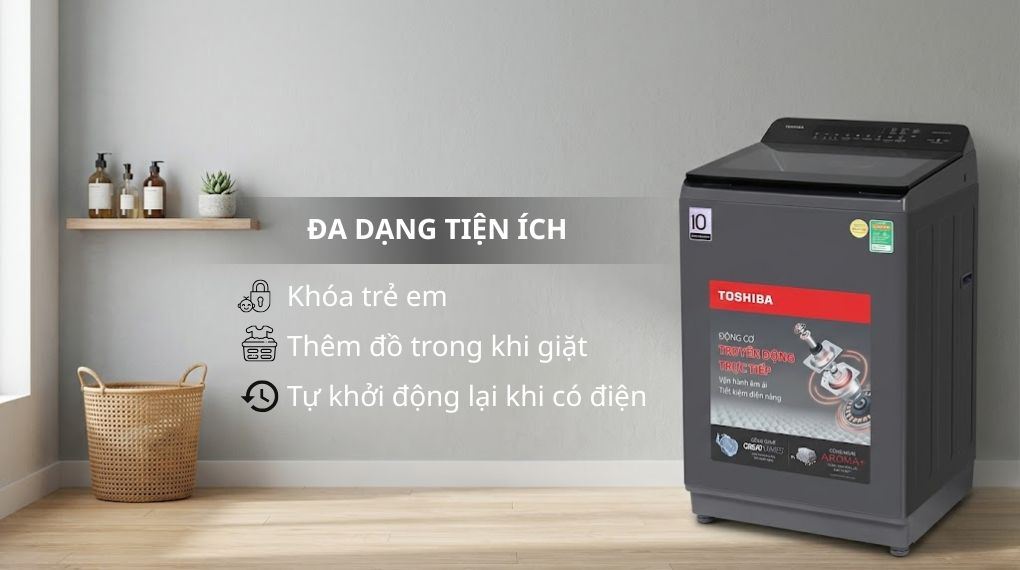 Máy Giặt Toshiba Inverter 12Kg AW-T26D1300TV(MG)