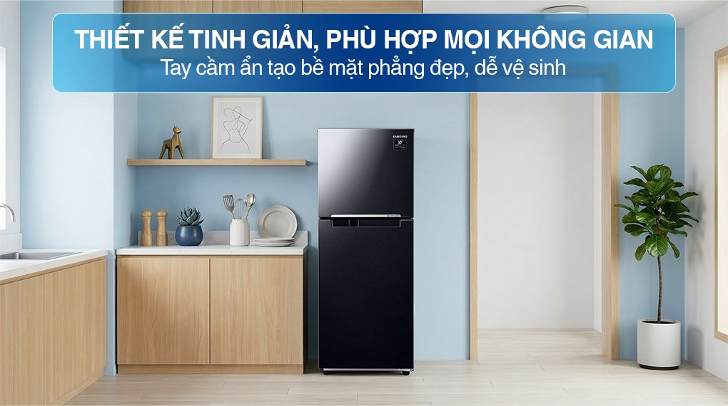 Tủ lạnh Samsung RT20HAR8DBU/SV 208 Lít thiết kế tinh tế, nhỏ gọn giúp tăng thẩm mĩ cho không gian