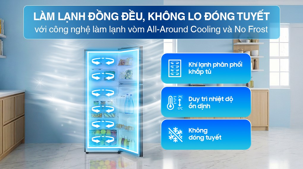 Tủ lạnh Samsung RT22M4032BU/SV 236 lít bảo quản thực phẩm hiệu quả, giữ hương vị tươi ngon