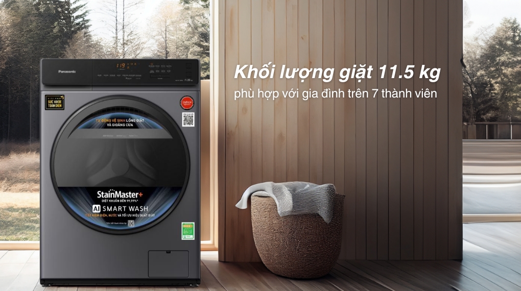 Máy giặt Panasonic 11.5kg NA-V115FA1LV khối lượng giặt lớn, đáp ứng nhu cầu giặt giũ cho gia đình đông thành viên