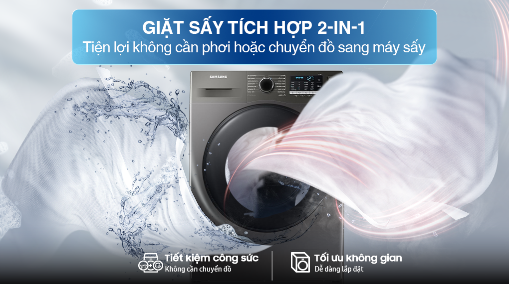 Máy Giặt Sấy Samsung Inverter Giặt 10Kg Sấy 6Kg WD10HG4U04BBSV