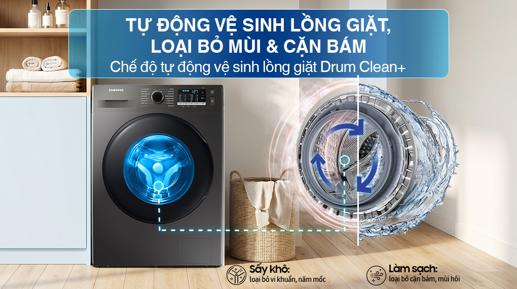 Máy Giặt Sấy Samsung Inverter Giặt 10Kg Sấy 6Kg WD10HG4U04BBSV