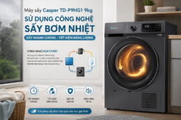 Máy sấy Casper TD-P9HG1 9kg: Giải pháp sấy khô quần áo nhanh chóng trong mùa mưa