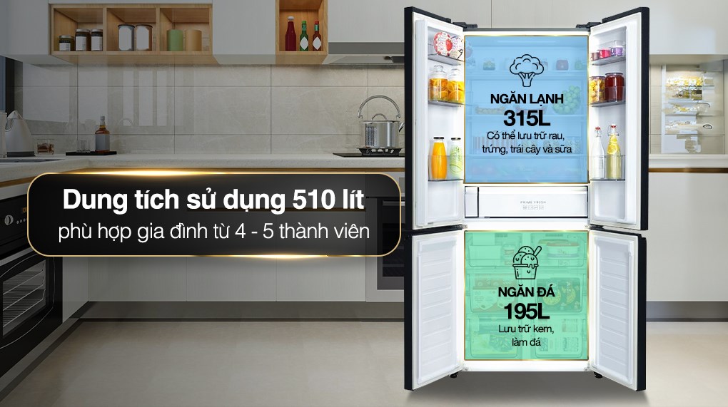 Dung tích "khổng lồ" giúp bảo quản lượng lớn thực phẩm, tiết kiệm thời gian đi chợ