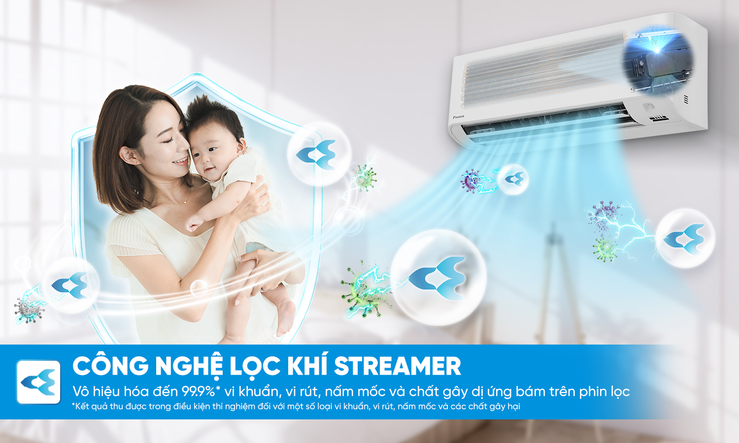 Điều hòa Daikin 18000BTU FTKM50AVMV lọc sạch không khí, mang lại không gian trong lành, an toàn cho sức khỏe