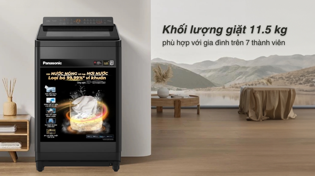 Máy giặt Panasonic NA-FD115V3BV 11.5Kg khối lượng giặt lớn, đáp ứng nhu cầu của gia đình đông người