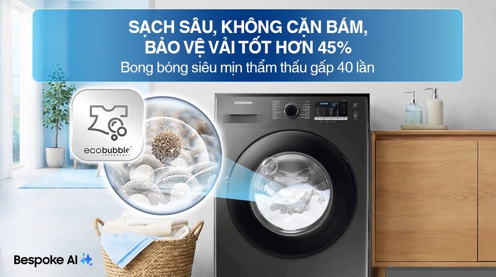 Máy giặt Samsung 9.5kg WW95TA046AX/SV dễ dàng loại bỏ vết bẩn cứng đầu, bảo vệ áo quần