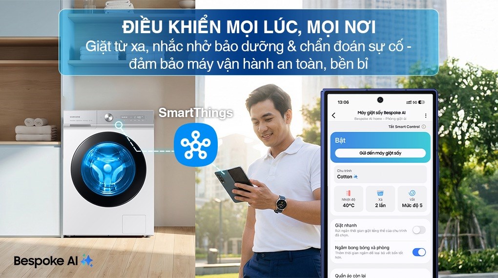 Máy Giặt Sấy Samsung Bespoke Inverter Giặt 14Kg Sấy 8Kg WD14BB944DGM/SV