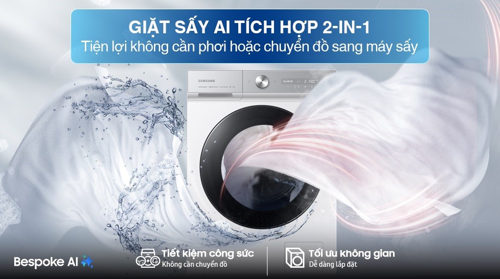 Máy Giặt Sấy Samsung Bespoke Inverter Giặt 14Kg Sấy 8Kg WD14BB944DGM/SV