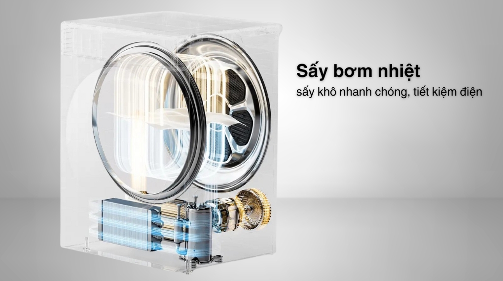 Máy sấy Toshiba 10Kg TD-T25BS110HWV(MG) công nghệ sấy hiện đại giúp quần áo khô nhanh, bảo vệ sợi vải