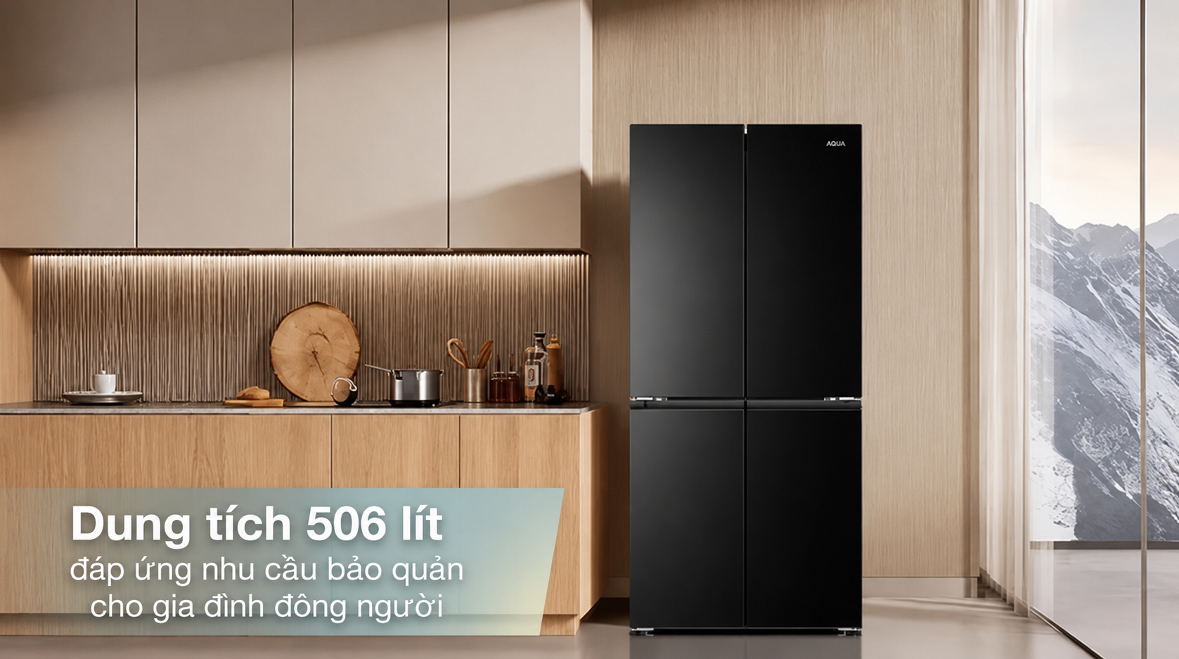 Tủ lạnh Aqua AQR-M570XA(FS) 506 lít dung tích lớn, bảo quản nhiều thực phẩm hiệu quả