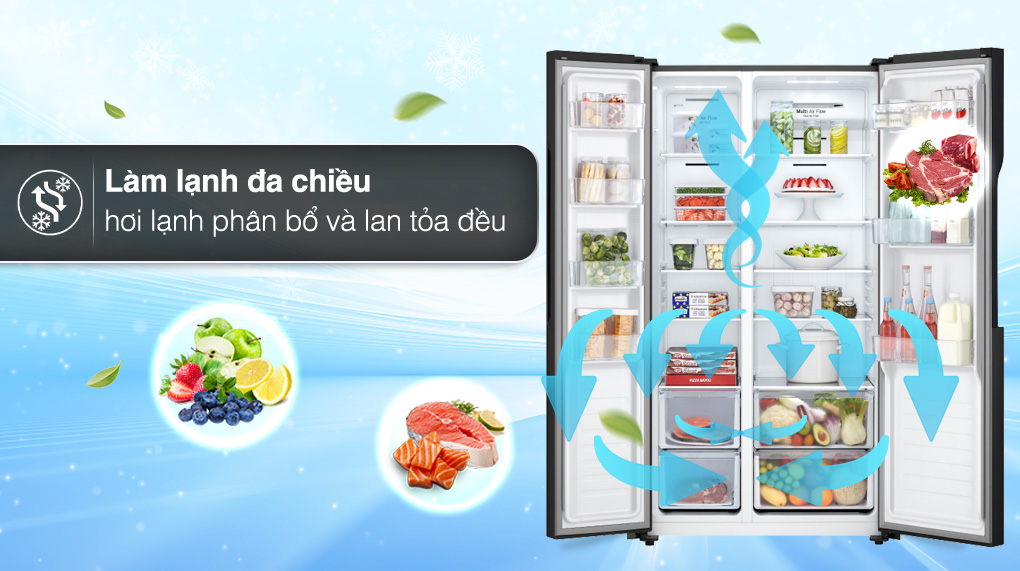 Tủ lạnh LG 519 Lít GR-B256BL giúp bảo quản lượng lớn thực phẩm luôn tươi ngon, giữ trọn hương vị