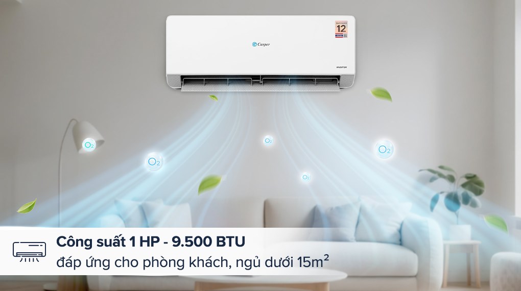 Điều hòa Casper QC-09IU36A 9000BTU nhanh chóng mang đến không gian mát lạnh sảng khoái cho người dùng