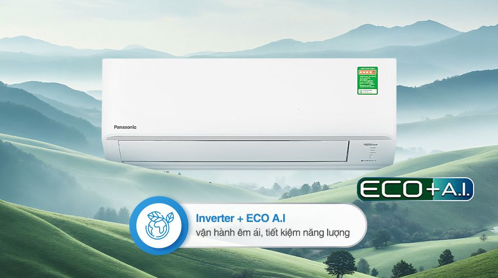 Công nghệ Inverter và chế độ ECO AI trên điều hòa Panasonic CS-RU18CKH-8BD 18000BTU giúp tiết kiệm điện vượt trội