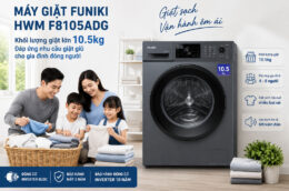 Máy giặt Funiki 10.5kg HWM F8105ADG: Giặt sạch, vận hành êm ái