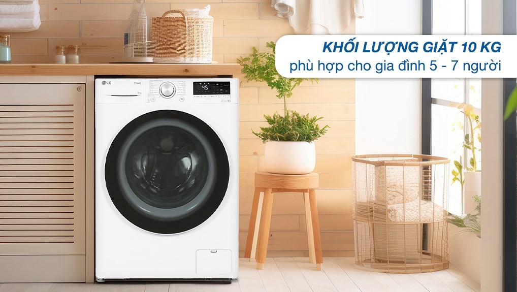 Máy giặt LG FV1410S4W1 10kg giúp xử lý lượng lớn quần áo trong 1 lần giặt