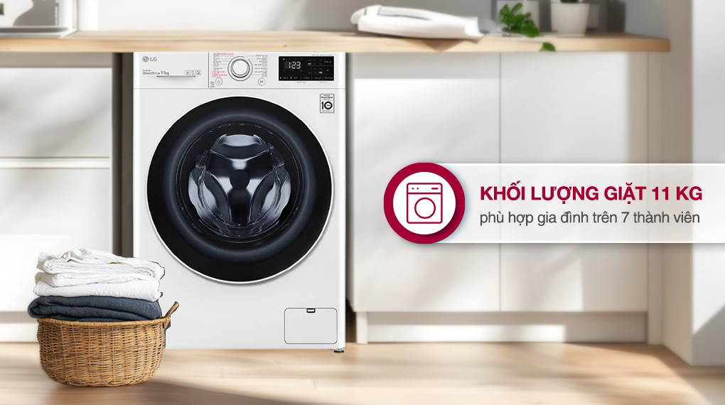 Máy giặt LG FX1411N5W Inverter sở hữu khối lượng giặt lớn, đáp ứng tốt nhu cầu của gia đình đông người