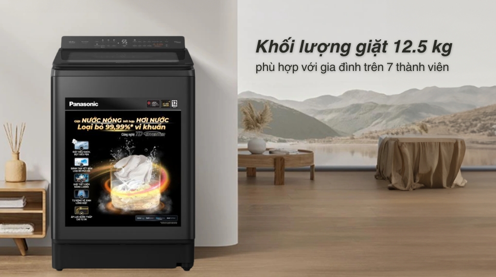 Máy giặt Panasonic 12.5kg NA-FD125V4BV khối lượng giặt lớn, thoải mái giặt giũ áo quần