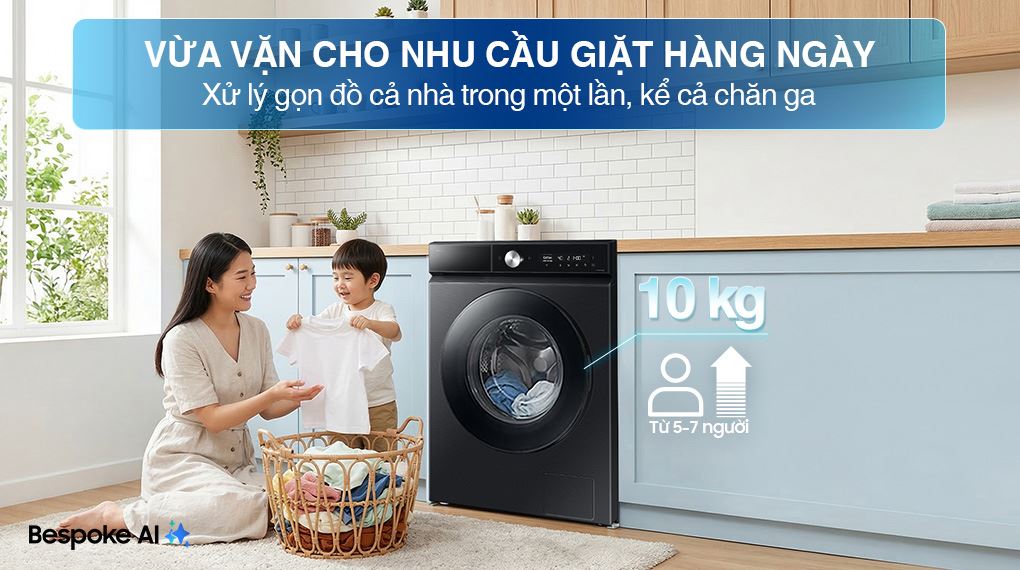 Máy giặt Samsung WW10DB7U34GBSV 10kg giặt sạch thông minh, dễ dàng đánh bay vết bẩn cứng đầu