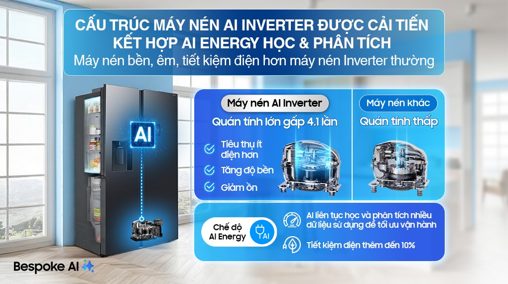 Tủ lạnh Samsung RS57DG410EB4SV Inverter bảo quản hiệu quả, tiết kiệm điện