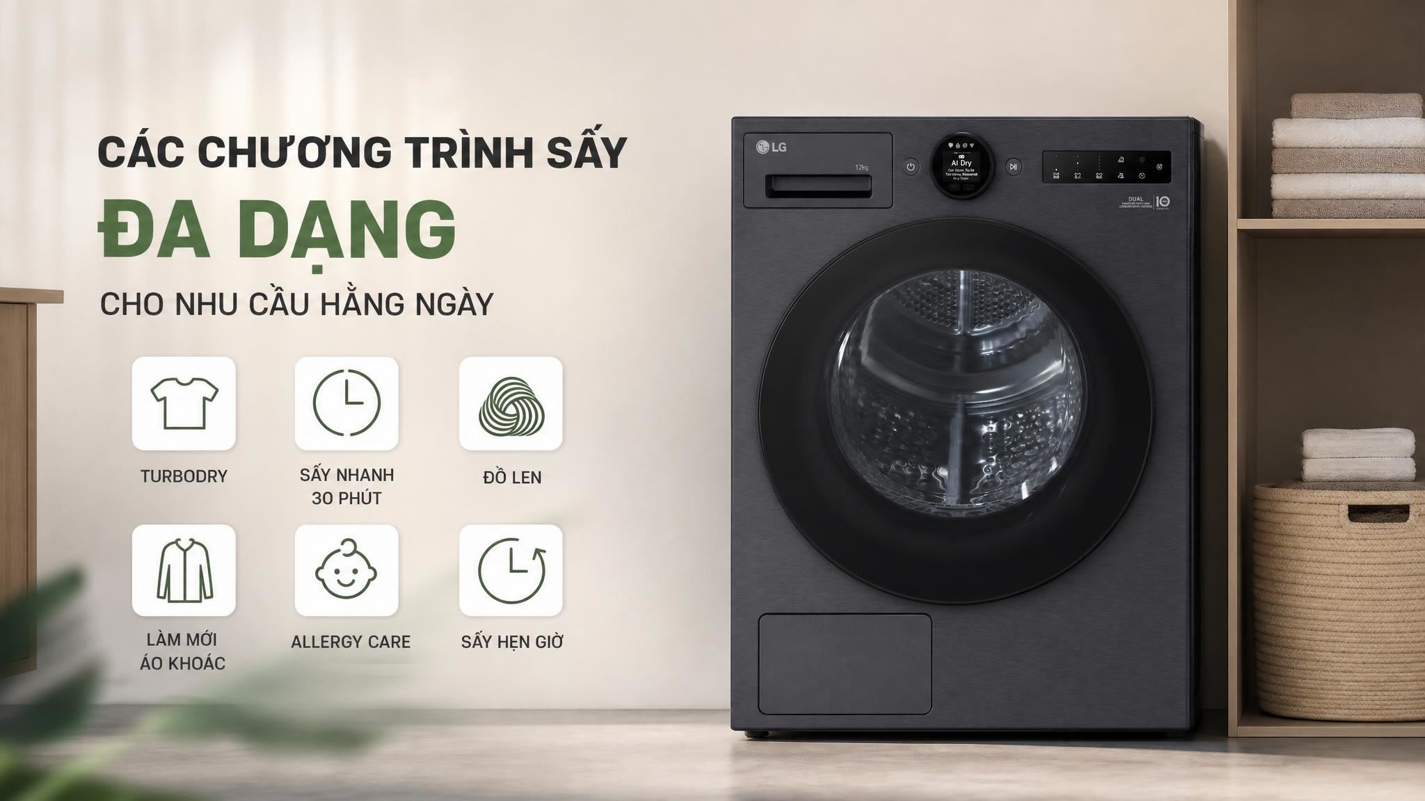 Máy Sấy Quần Áo LG RX12VHP3K Inverter 12Kg