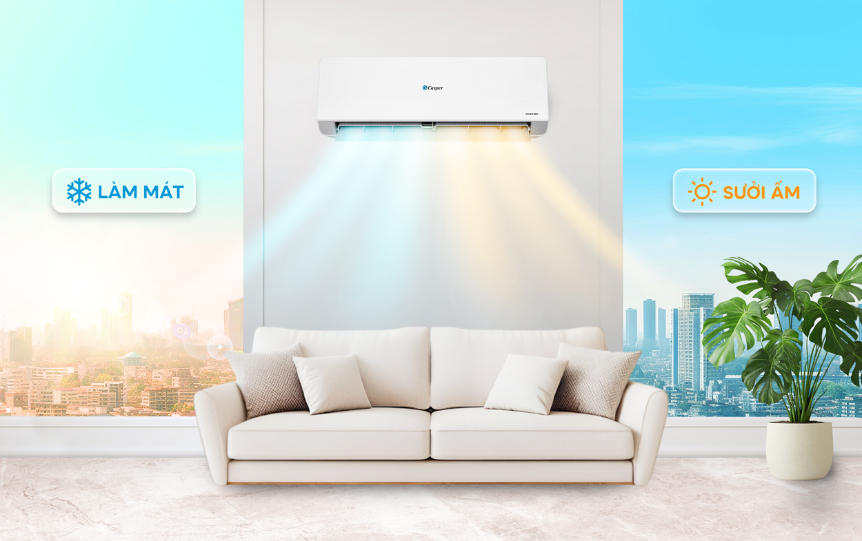 Điều hòa Casper QH-24IU36A 2 chiều làm lạnh, sưởi ấm hiệu quả