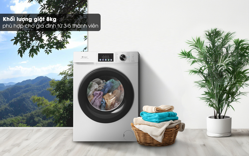 Máy giặt Casper WF-D8VWR1 8Kg đáp ứng tốt nhu cầu giặt giũ gia đình ít thành viên