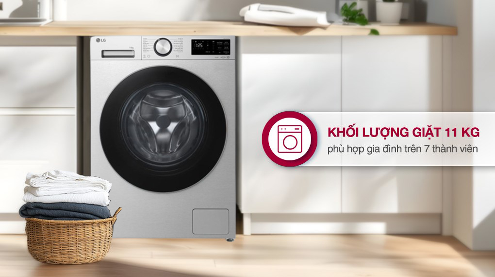 Máy giặt LG FX1411N5S 11kg thiết kế hiện đại, đáp ứng nhu cầu gia đình đông người