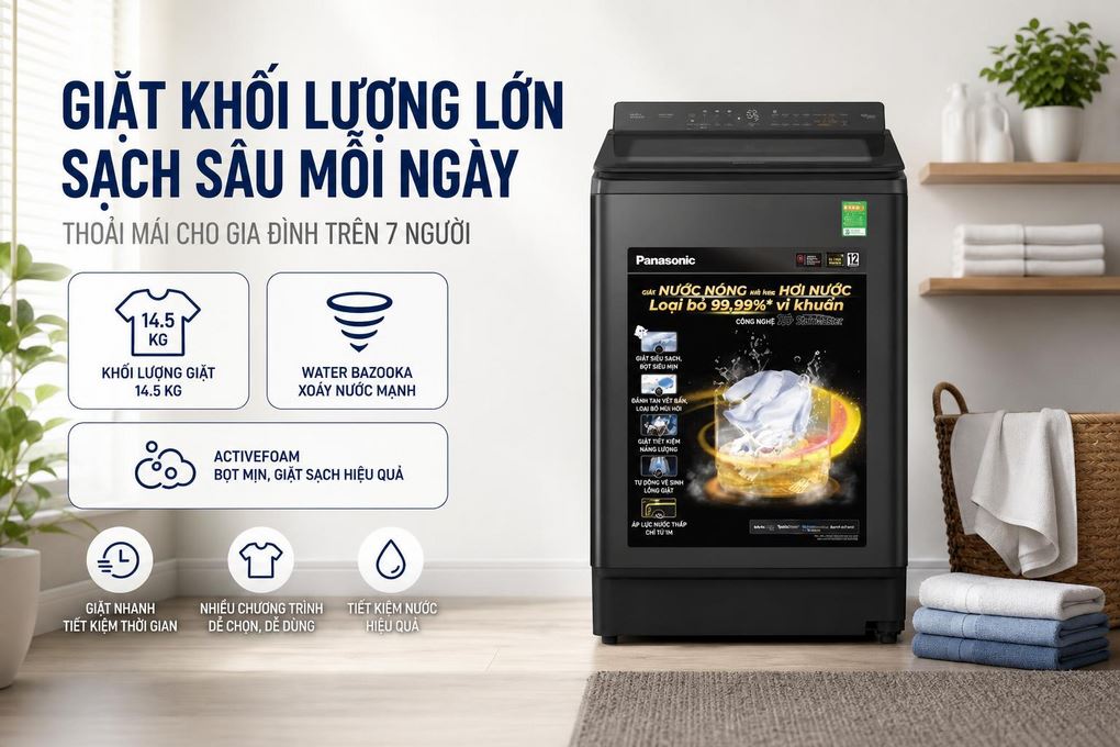 Máy Giặt Panasonic NA-FD145V3BV Inverter 14.5Kg