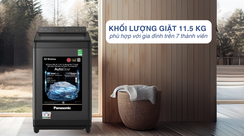 Máy giặt Panasonic NA-FD115W3BV 11.5kg khối lượng giặt lớn đáp ứng tốt nhu cầu của gia đình đông người