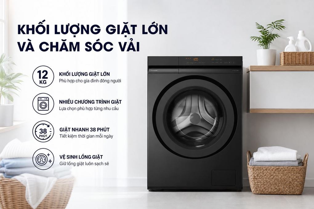 máy giặt Panasonic NA-24VDG1BVT 12kg khối lượng giặt lớn