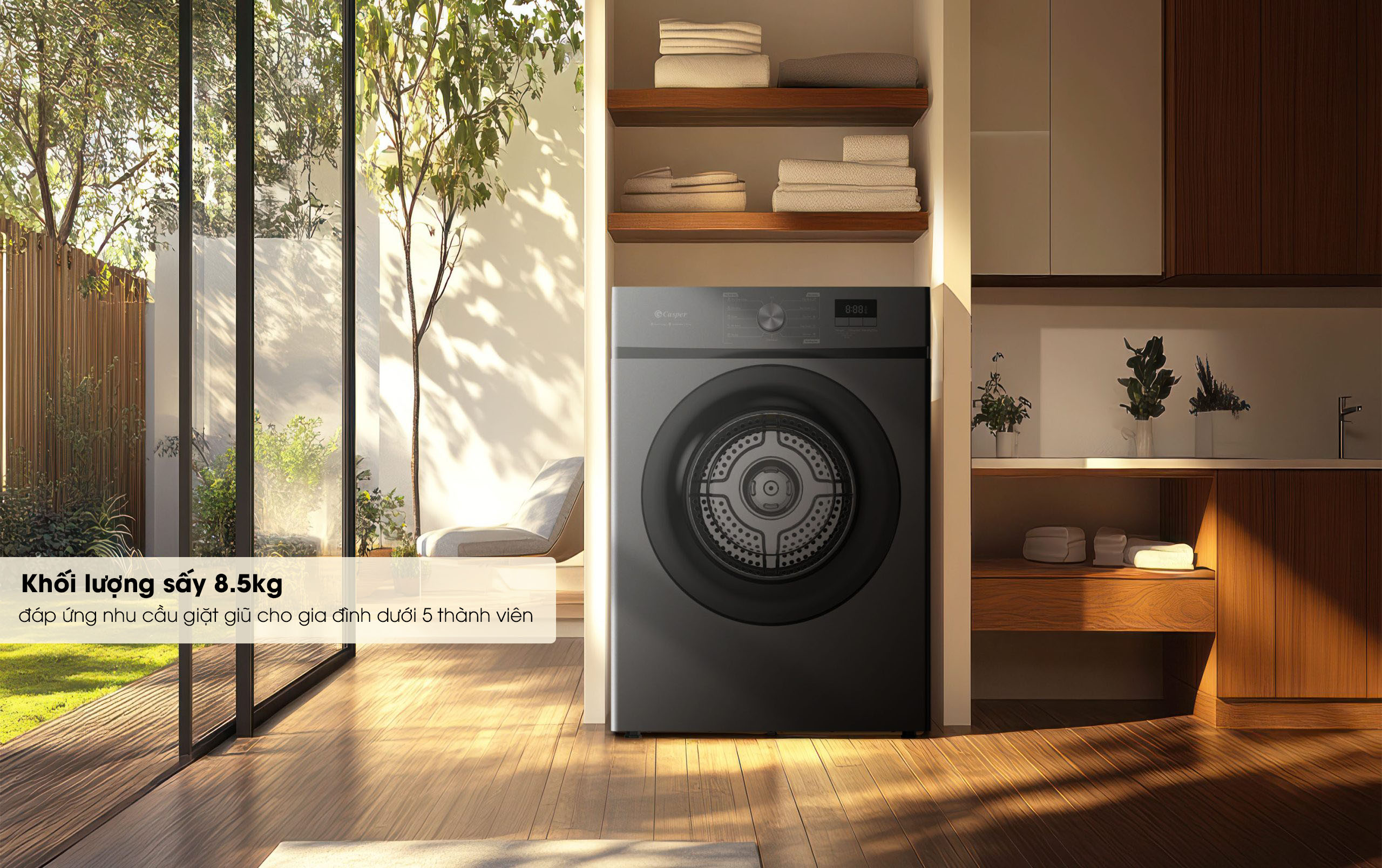 Máy sấy Casper TD-E82VG1 8.2kg sấy khô quần áo hiệu quả trong ngày mưa ẩm