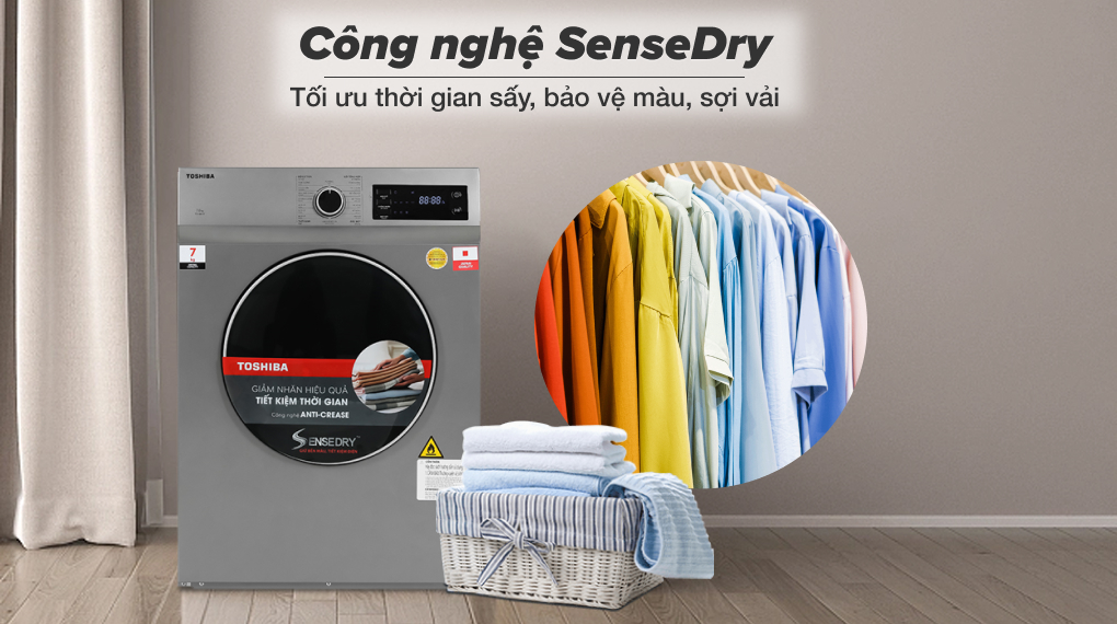 máy sấy Toshiba 7kg TD-H80SEV(SK) công nghệ sấy
