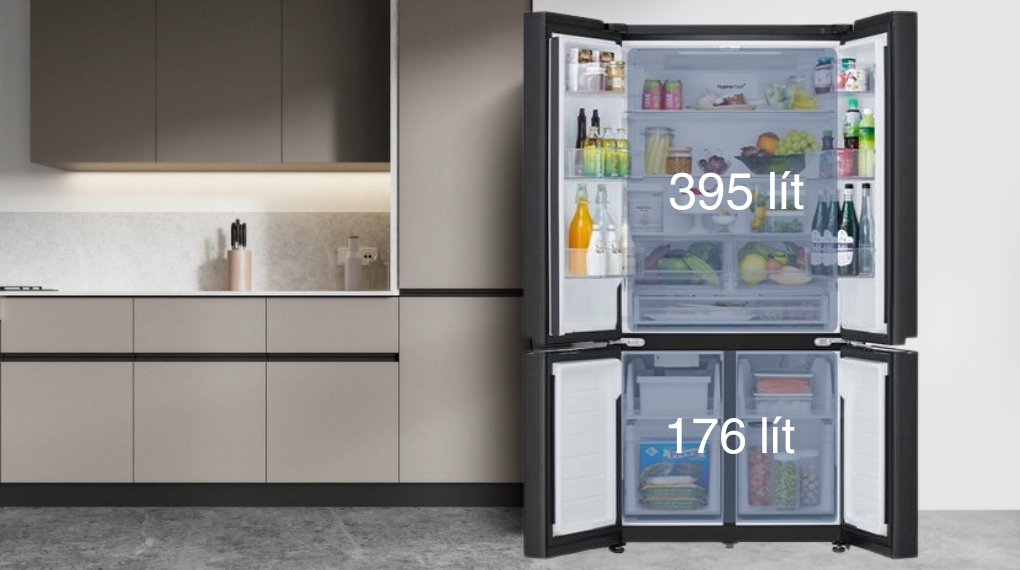 Tủ lạnh LG 571 Lít LFD58BLMA sở hữu dung tích lớn, đáp ứng tốt gia đình đông người