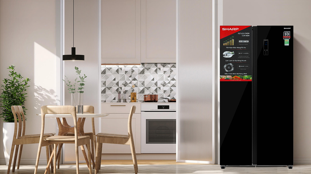 Tủ lạnh Sharp SJ-SBX530VG-BK 532 lít tăng thẩm mĩ cho không gian bếp nhờ thiết kế sang trọng